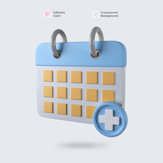 Icono 3d de calendario médico aislado