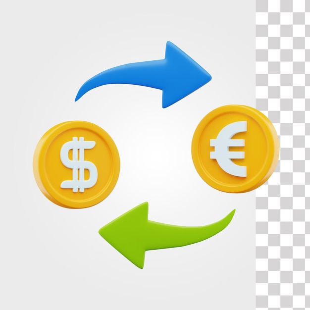 Icono 3d de cambio de moneda