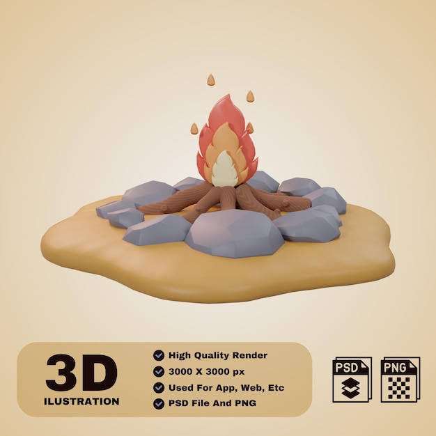 PSD icono 3d para campamento de verano