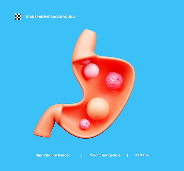 PSD icono en 3d del cáncer de estómago