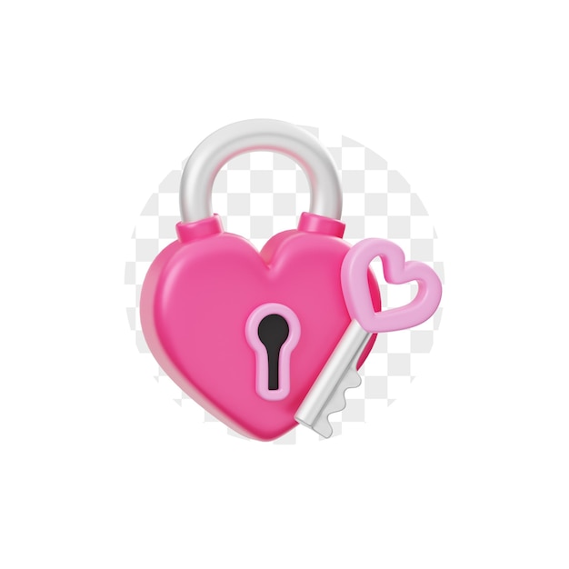Icono 3D de candado de amor