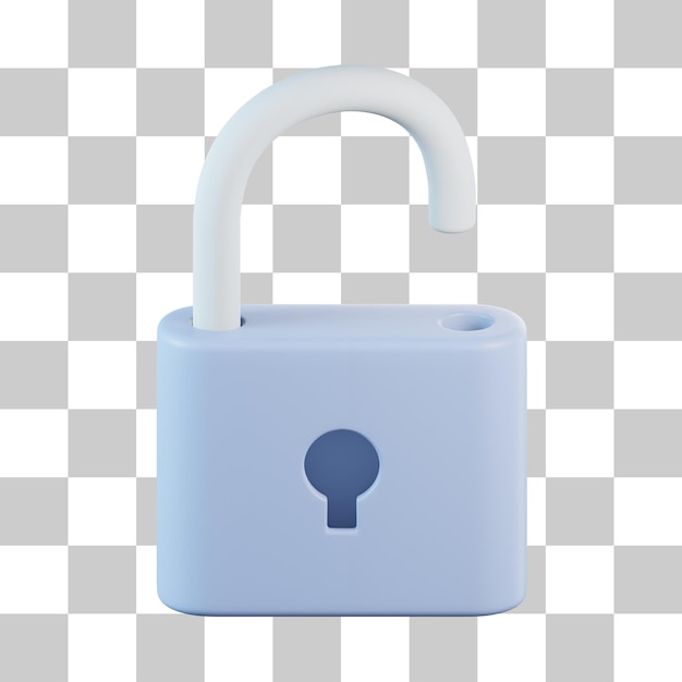 Icono 3D de candado desbloqueado