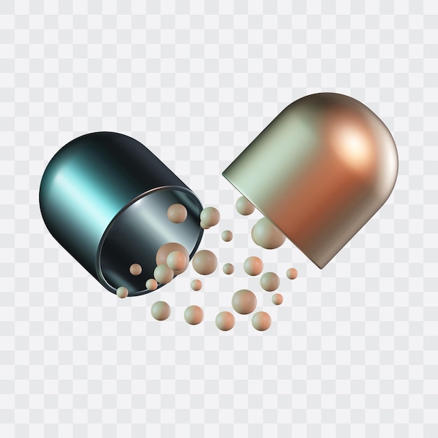 Icono 3D de cápsula abierta