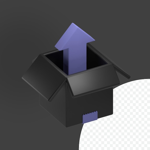 Icono 3d de carga de almacenamiento negro