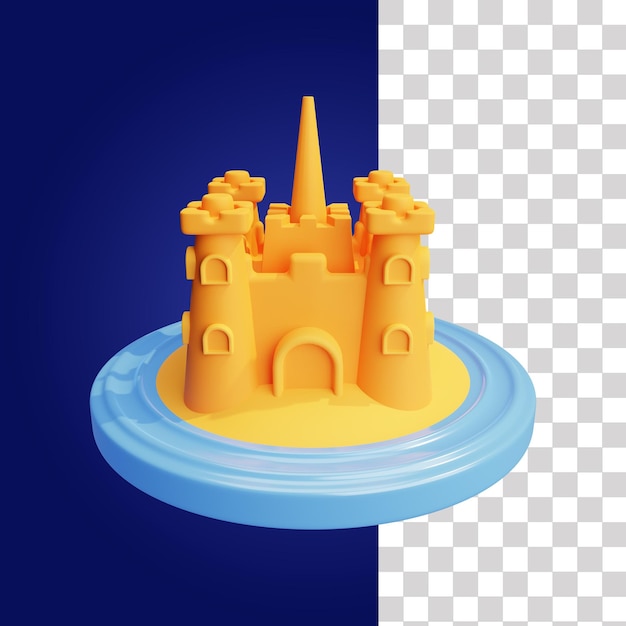 PSD icono 3d del castillo de arena