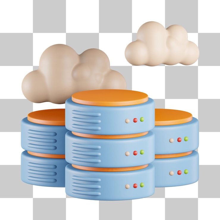 PSD icono 3d del centro de datos en la nube