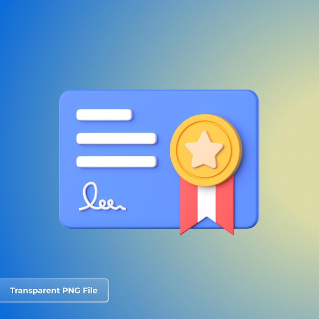 PSD icono 3d del certificado