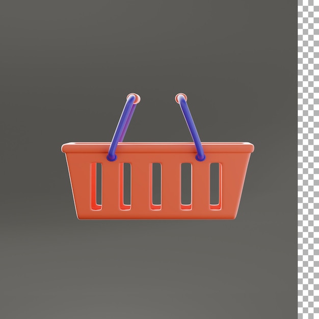 Icono 3D de la cesta de la compra