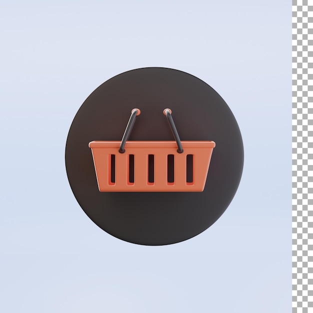 Icono 3D de la cesta de la compra