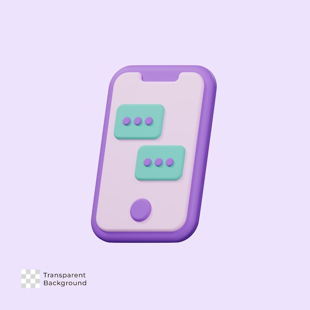 Icono 3d de chat de teléfono inteligente