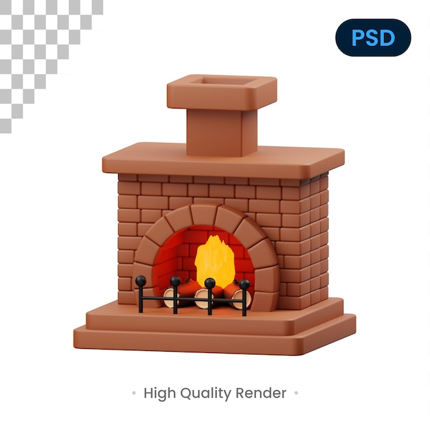 PSD icono 3d de chimenea psd premium