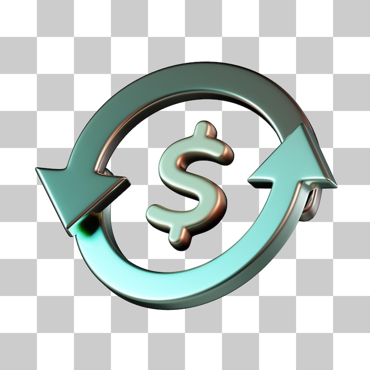 PSD icono 3d del ciclo del dólar de la moneda
