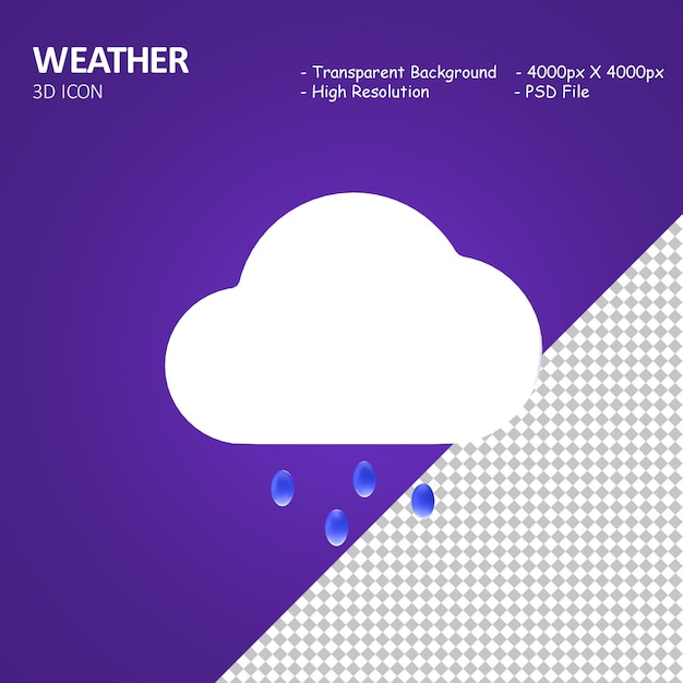 Icono 3d de clima lluvioso