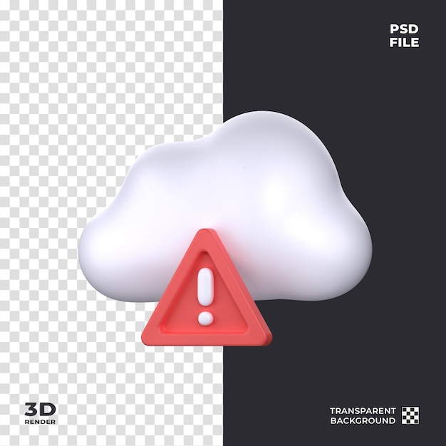 El icono 3D de Cloud Warning Alert es perfecto para el tema de seguridad cibernética