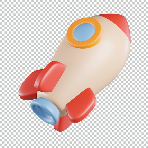 Icono 3D de cohete de inicio