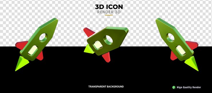 PSD icono 3d cohete oro textura renderizado