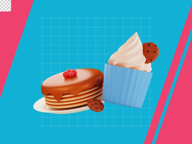 Icono 3d de comida dulce