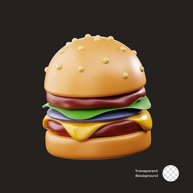 PSD el icono 3d de la comida de la hamburguesa