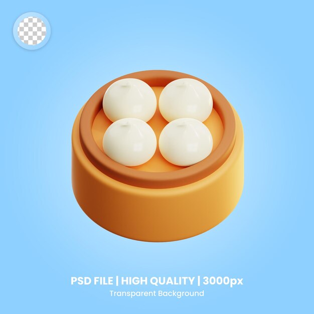 Icono 3D de comida japonesa Dim Sum