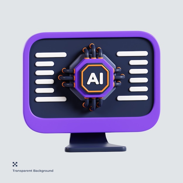 PSD icono 3d de la computadora ai