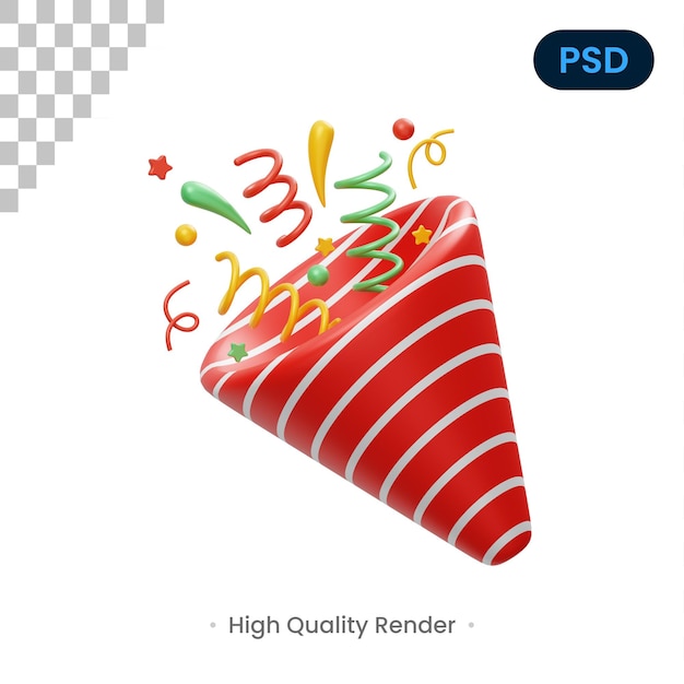 Icono 3D De Confeti PSD Premium