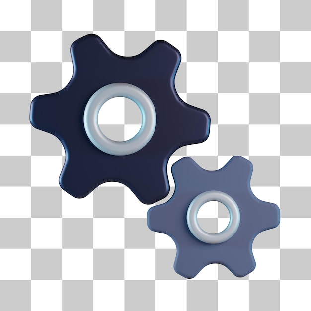 Icono 3D de configuración de engranajes