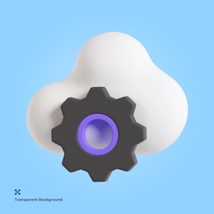 PSD icono 3d de configuración de nube