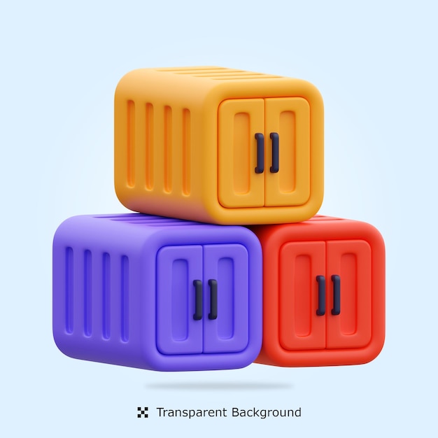 Icono 3d de contenedor de carga PSD