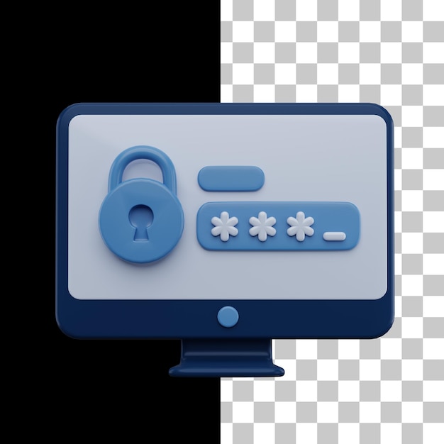 Icono 3d de contraseña de computadora