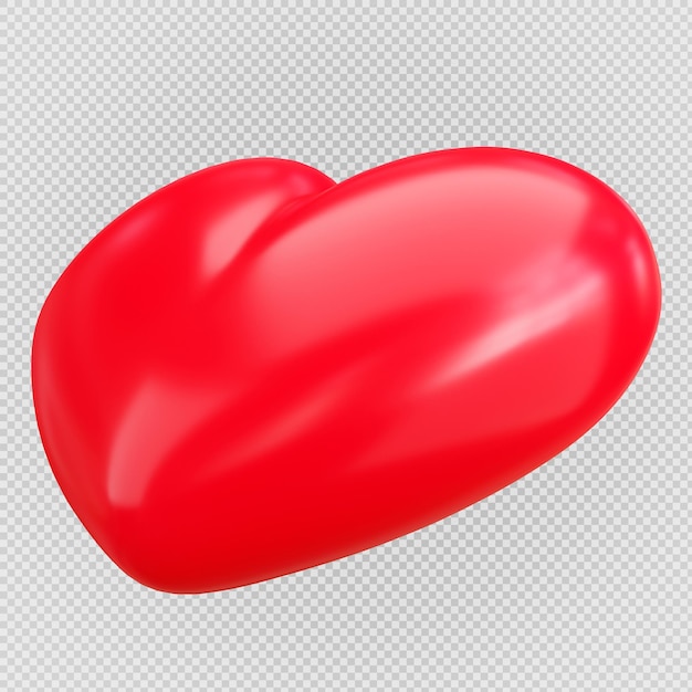 Icono 3d de corazón rojo