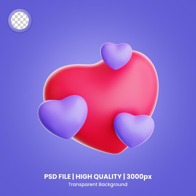 Icono 3D Corazones 2