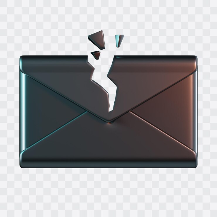 PSD icono 3d de correo electrónico roto