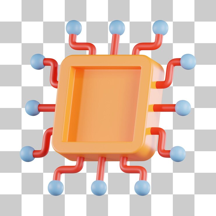 PSD icono 3d de la cpu de la computadora