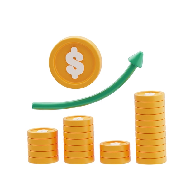 Icono 3D de crecimiento financiero