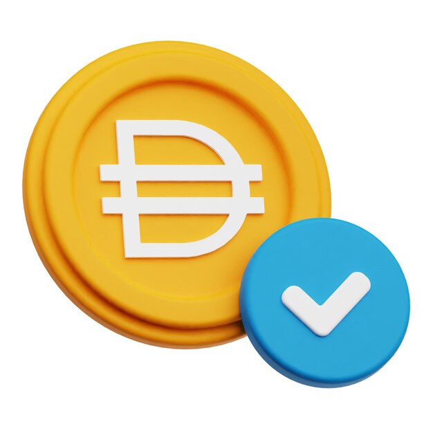 El icono 3D de la criptomoneda DAI aislado en el fondo blanco