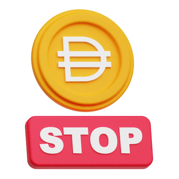 El icono 3D de la criptomoneda DAI aislado en el fondo blanco