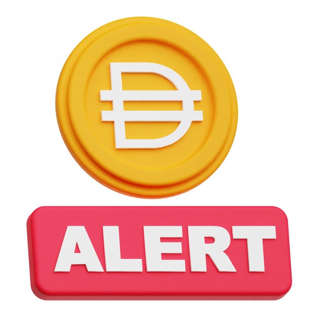 El icono 3D de la criptomoneda DAI aislado en el fondo blanco