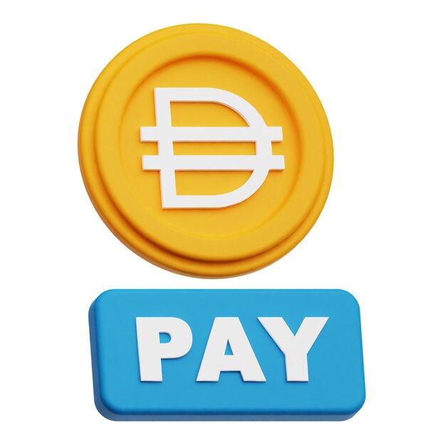 El icono 3D de la criptomoneda DAI aislado en el fondo blanco