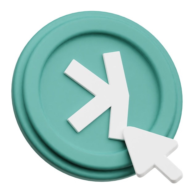 Icono 3D de criptomoneda Kaspa aislado sobre fondo blanco