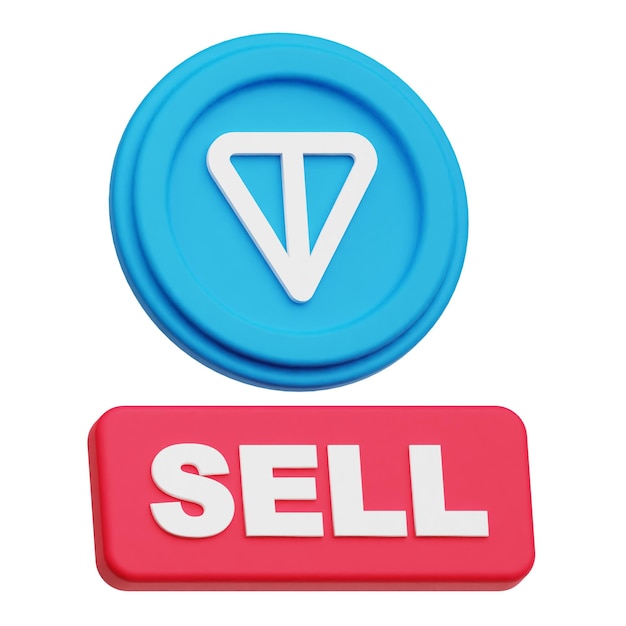 icono 3D de criptomoneda Toncoin aislado sobre fondo blanco