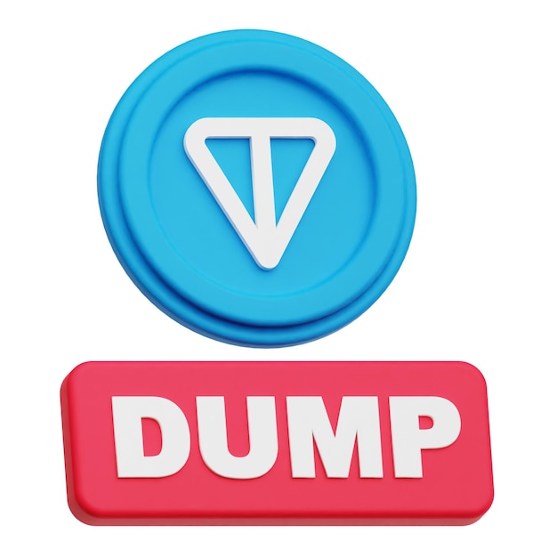 icono 3D de criptomoneda Toncoin aislado sobre fondo blanco