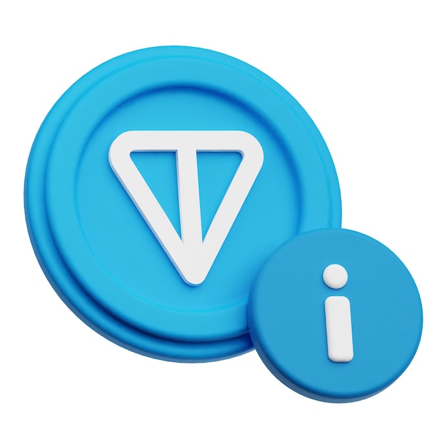 icono 3D de criptomoneda Toncoin aislado sobre fondo blanco