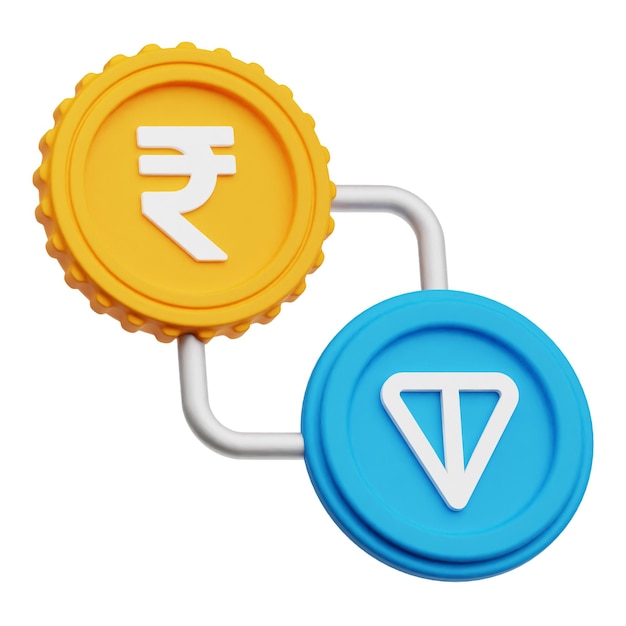 icono 3D de criptomoneda Toncoin aislado sobre fondo blanco