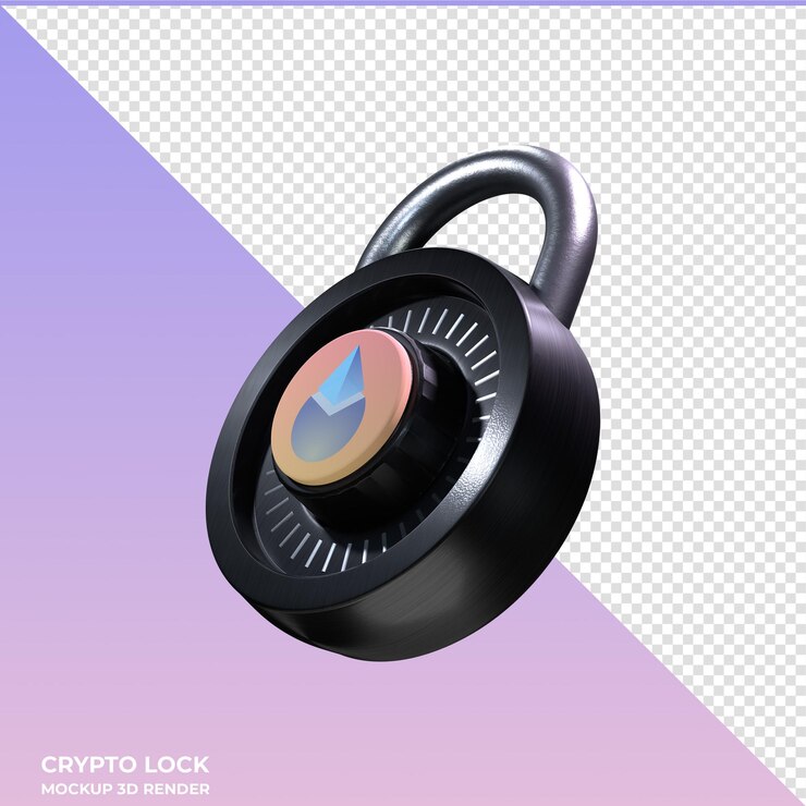 PSD el icono 3d de crypto lido dao ldo de bloqueo