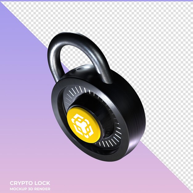 PSD el icono 3d de crypto lock binance coin bnb