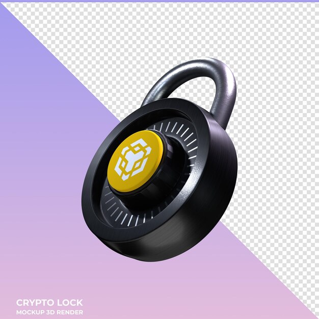 PSD el icono 3d de crypto lock binance coin bnb