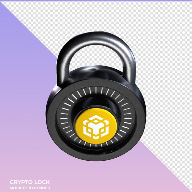 El icono 3d de crypto lock binance coin bnb