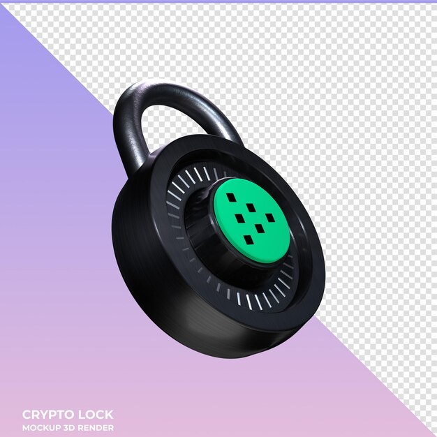 PSD el icono 3d de crypto lock livepeer lpt