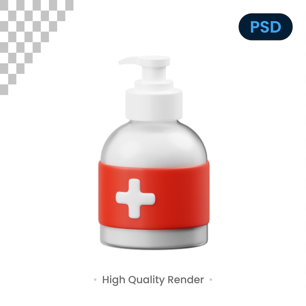 Icono 3d de desinfectante de manos psd premium