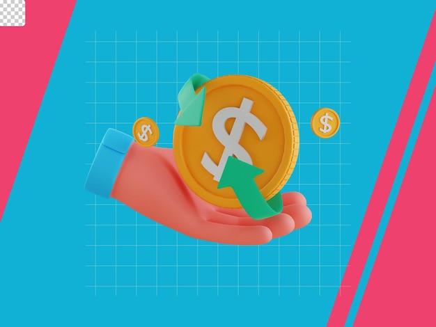 Icono 3d de devolución de dinero